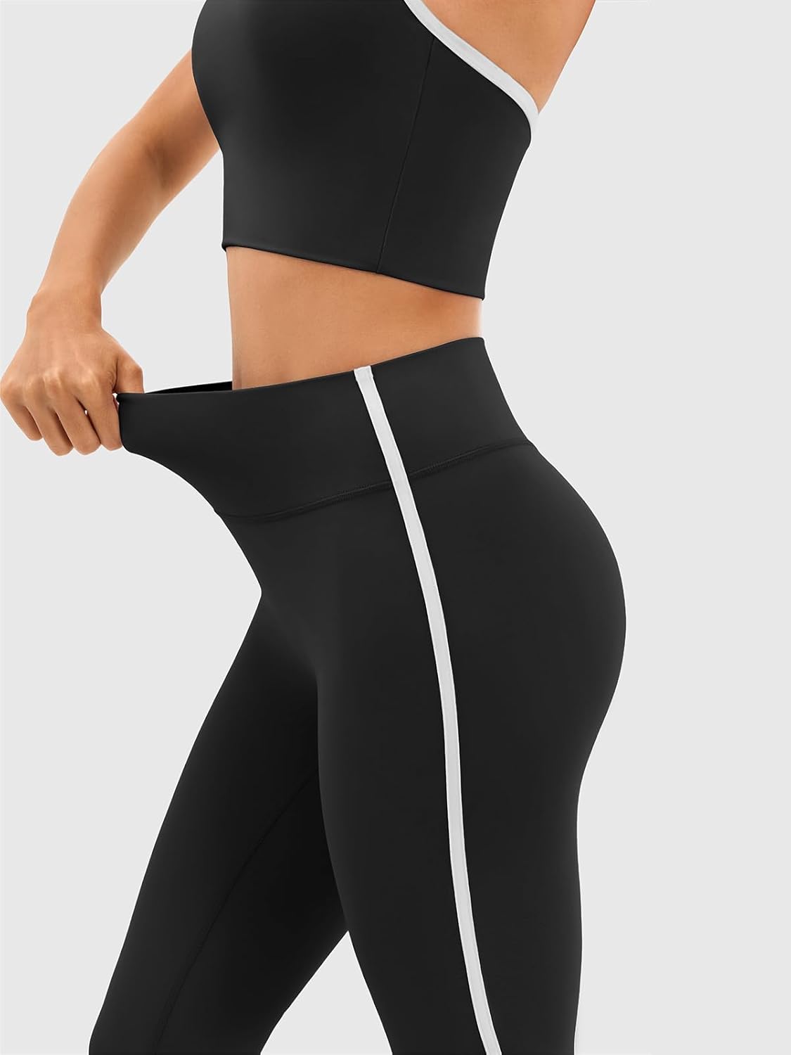Flare Workout Leggings for Women with Contrast Side Stripes - High Waisted Seamless Track Pants Pants for Yoga Gym Pilates