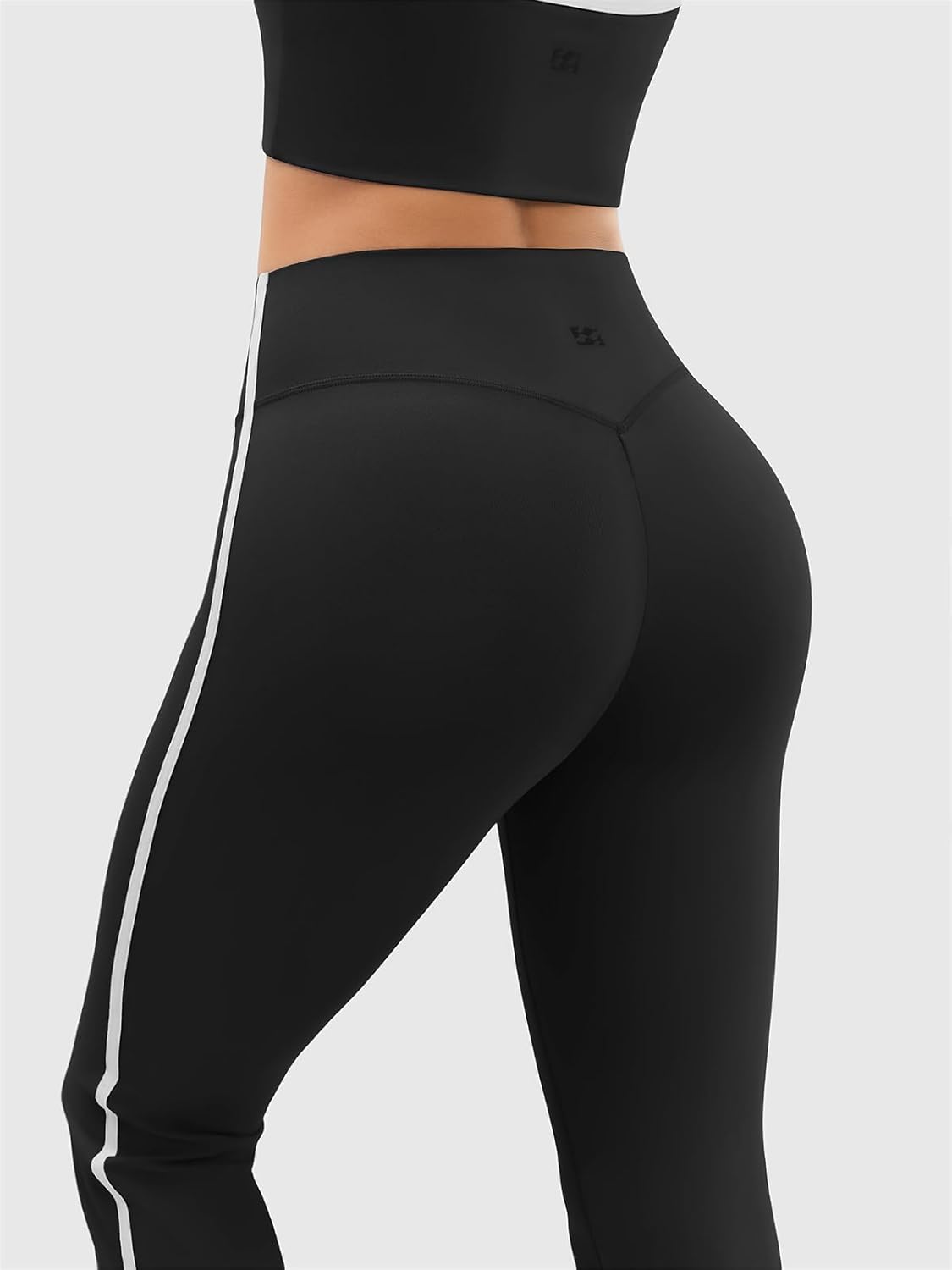 Flare Workout Leggings for Women with Contrast Side Stripes - High Waisted Seamless Track Pants Pants for Yoga Gym Pilates